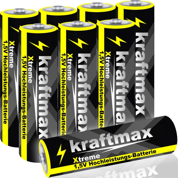 Kraftmax 8er Pack Mignon AA 1,5V Alkaline Batterie - Xtreme Industrial Longlife Performance