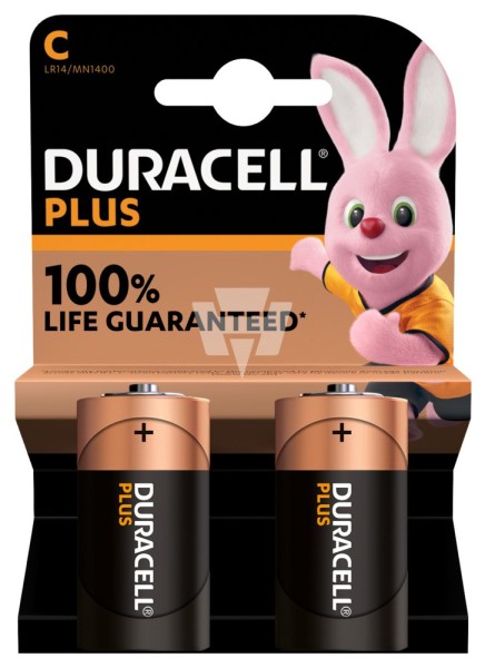2er Blister - Duracell Plus Power MN1400 Batterie - 1,5V Baby C Batterien