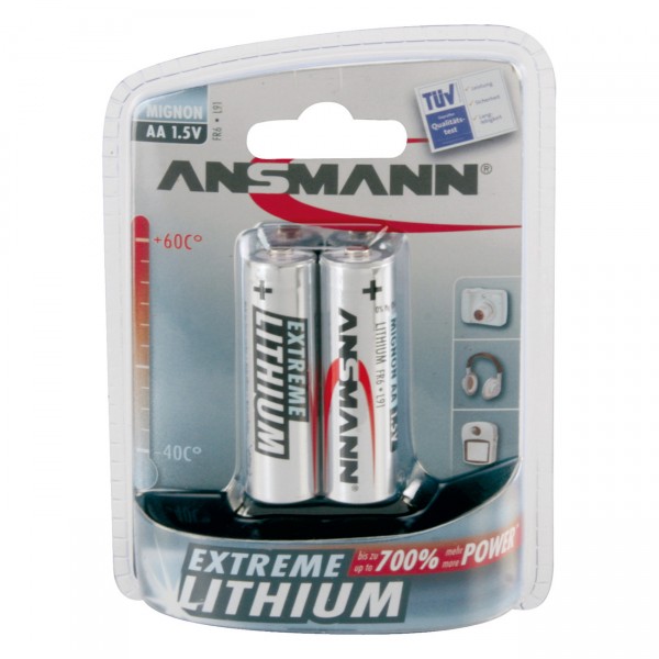 2er Blister Ansmann LR06 Extreme - 1,5 Volt Lithium Mignon AA Batterie