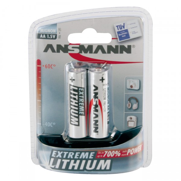 Lot De 4 Piles AA Lithium ANSMANN Extreme - 1,5V, 3000 MAh - 35% Plus Légères, 700% Plus Puissantes - Pour Appareils énergivores (GPS, Jouets, Lampes)