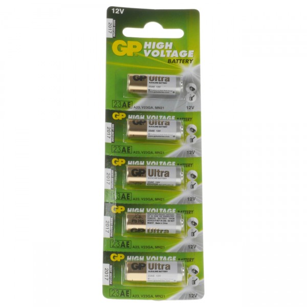 5er Blister GP Ultra Alkaline 23A - 12V / 38mAh / AlMn - 12 Volt Alkaline Batterien