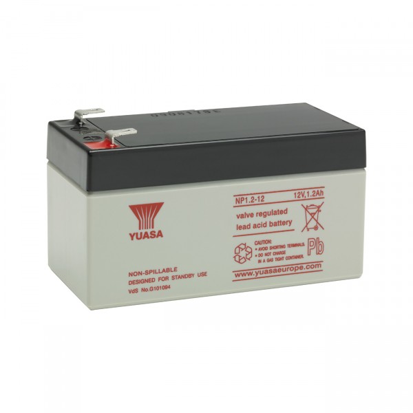 Yuasa Blei-Akku NP1.2-12 - 12V / 1,2Ah - Faston 4,8mm / Blei Akku mit VdS Zulassung