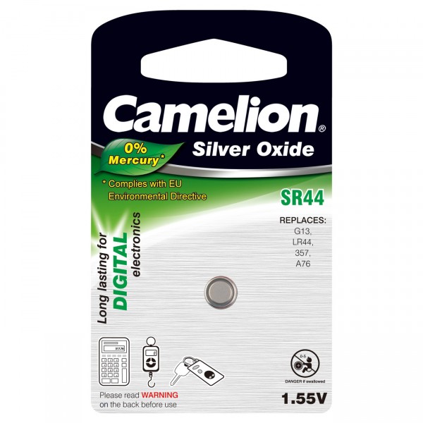 Camelion Uhrenbatterie SR44 / 357 - 1,55 Volt AgO Batterie für Uhr