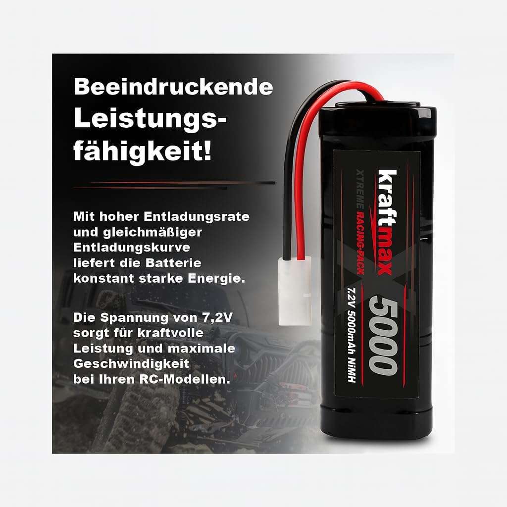 Kraftmax RC-Pack 7,2V 5000mAh NiMH - Tamiya Stecker | kraftmax.eu - Shop  fr Batterien, Akkus, Ladegerte und mehr!