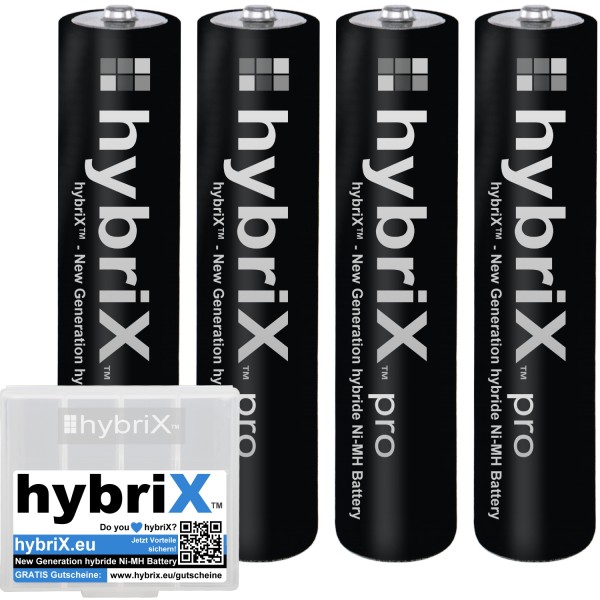 4er Kraftmax hybriX pro black AAA Akkus - 4x Micro Hybrid Akku in Box -