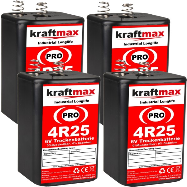 4x Kraftmax 4R25 6V Block Batterie - 9500mAh - Hochleistungsbatterie