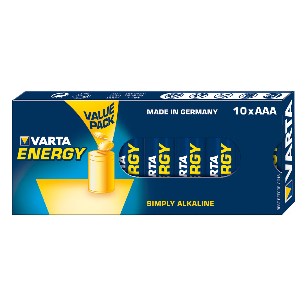 10 piles alcalines LR3 AAA VARTA ENERGY Value Pack 1,5 VOLT - Piles Varta -  energy01