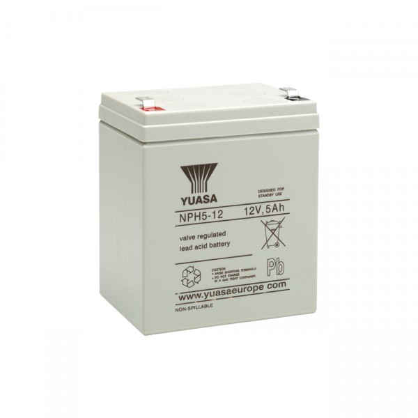 Yuasa Blei-Akku NPH5-12 - 12V / 5Ah - Hochstromakku - Blei Akku mit Faston 6,3mm Anschluss