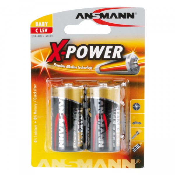 2er Blister Ansmann LR14 X-POWER Baby C Batterie - 1,5 Volt Batterien
