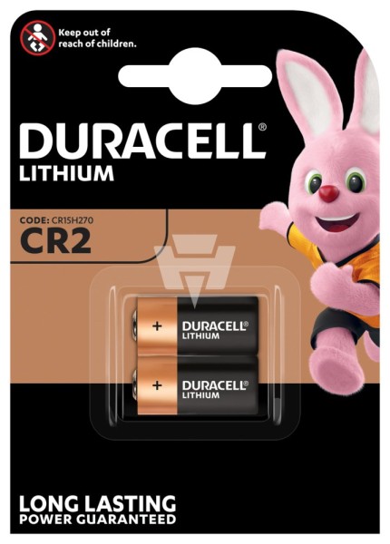 2er Blister Duracell Photobatterie CR2 Ultra Lithium - 3V / 850mAh - 3 Volt Photo Batterie