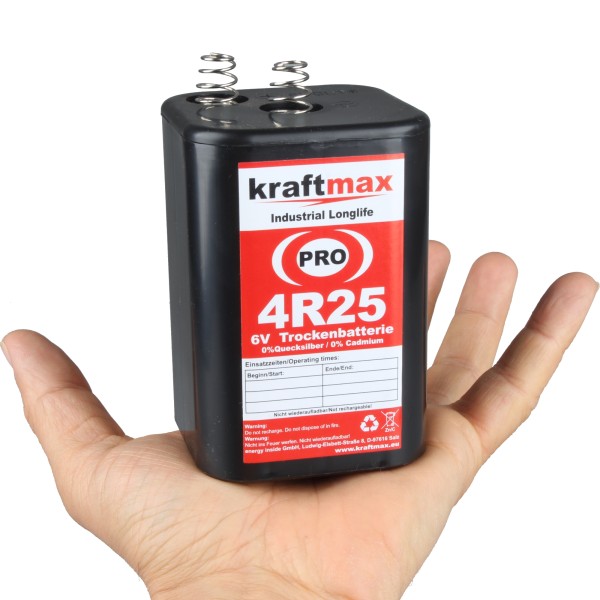 1x Kraftmax 4R25 6V Block Batterie - 9500mAh - Hochleistungsbatterie