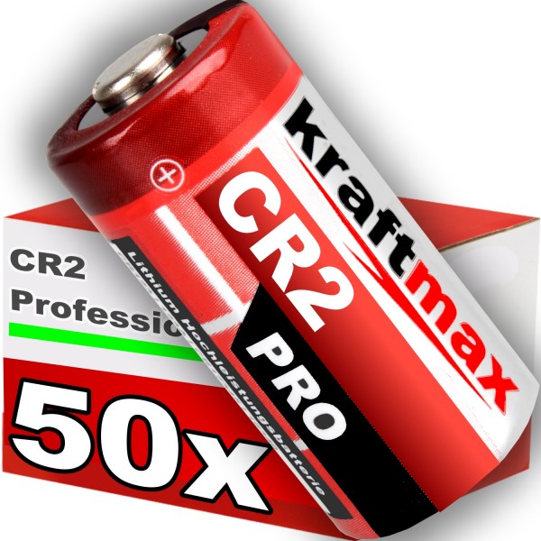 Kraftmax 50er Pack CR2 Lithium Hochleistungs- Batterie für professionelle Anwendungen