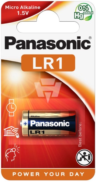 1er Blister Panasonic Alkaline LR1 Lady Batterie - 1,5 Volt / 900 mAh