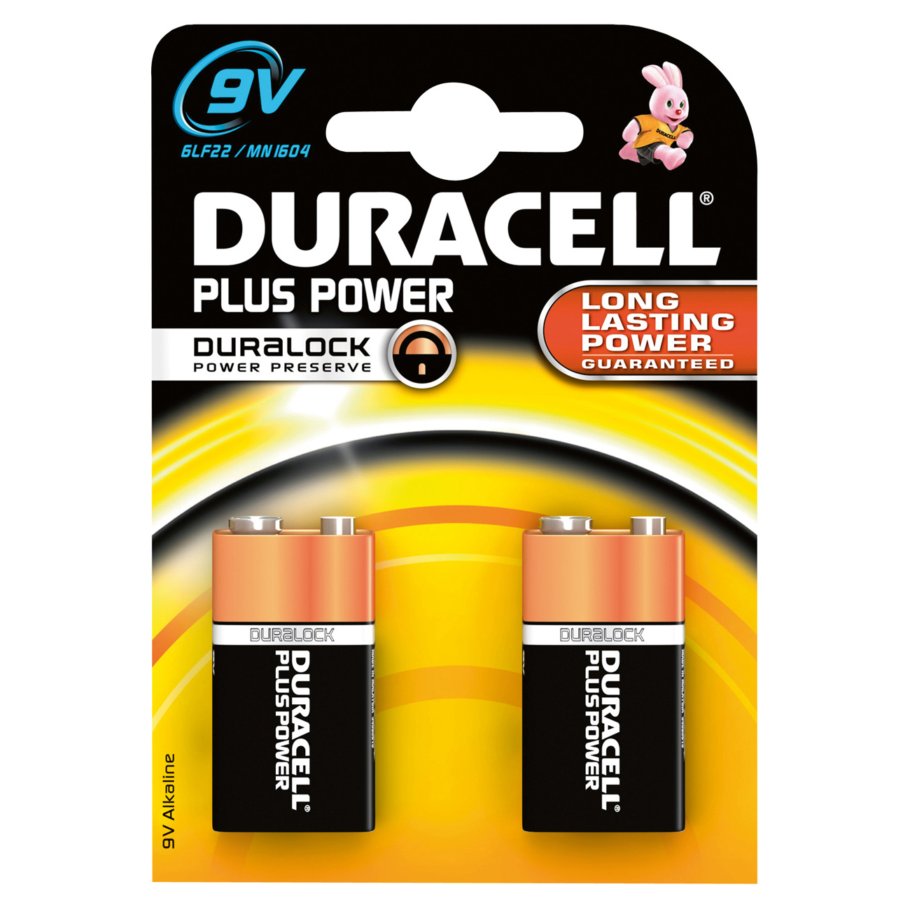 2er Blister Duracell MN1604 Plus Power 9V Alkaline Block Batterie | 9