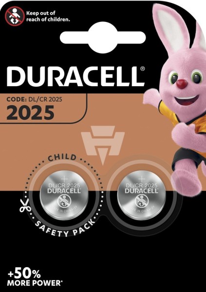 2er Blister Duracell Knopfzelle CR2025 Lithium - 3V / 126mAh - 3 Volt CR 2025 Batterie
