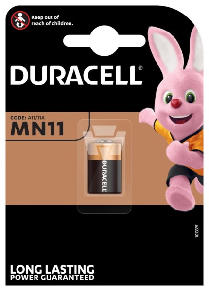 1er Blister Duracell Alkaline-Knopfzelle MN11 - 6V / 38mAh - 6 Volt Alkali MN 11 Batterie