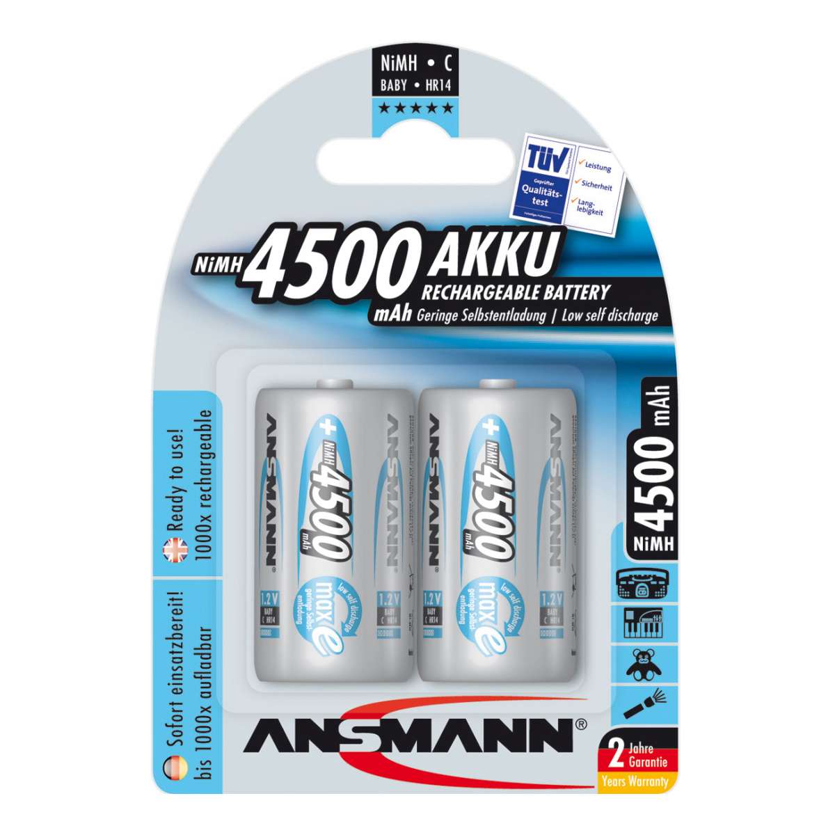 HyCell Baby C Akkus – 2er Pack, 3000mAh, Wiederaufladbar, Ohne Memory-Effekt