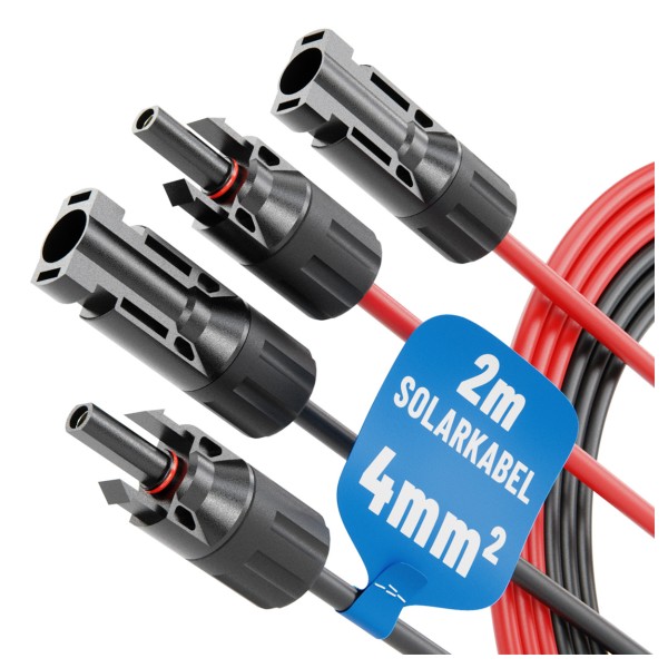 Absina Solarkabel Set 4 mm² MC4 IP67 – 2 m (rot/schwarz) 0% MwSt.