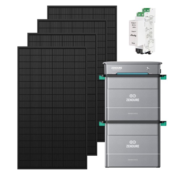 Balkonkraftwerk Komplettset 1780Wp / 3,84kWh Speicher – Zendure Hyper 2000 mit 2× AB2000X Speicher,