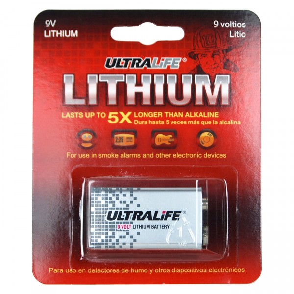 1er Blister Ultralife U9VLJP Lithium Batterie - 9V / 1200mAh - 9 Volt 6AM6 E-Blockbatterie