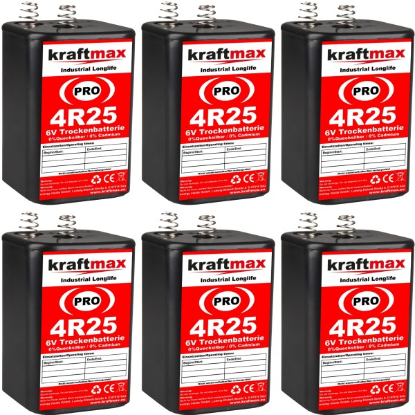 6x Kraftmax 4R25 6V Block Batterie - 9500mAh - Hochleistungsbatterie