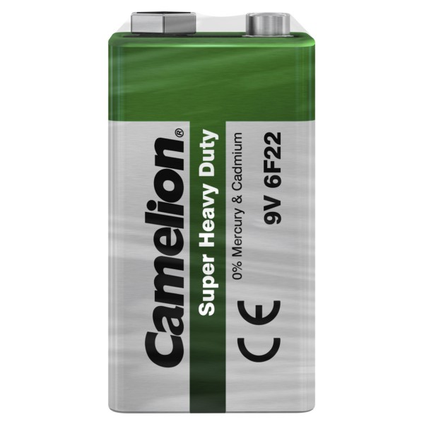 Camelion 6F22 9V-Block Batterie - 9V / 450mAh - 9 Volt 6AM6 Zink Kohle Blockbatterie