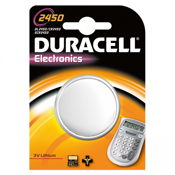 1er Blister Duracell Lithium Knopfzelle CR2450 - 3V / 486mAh - 3 Volt Lithium Batterie
