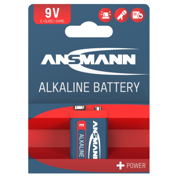 2x 1er Blister Ansmann 6LR61 Red Alkaline 9V-Block Batterie