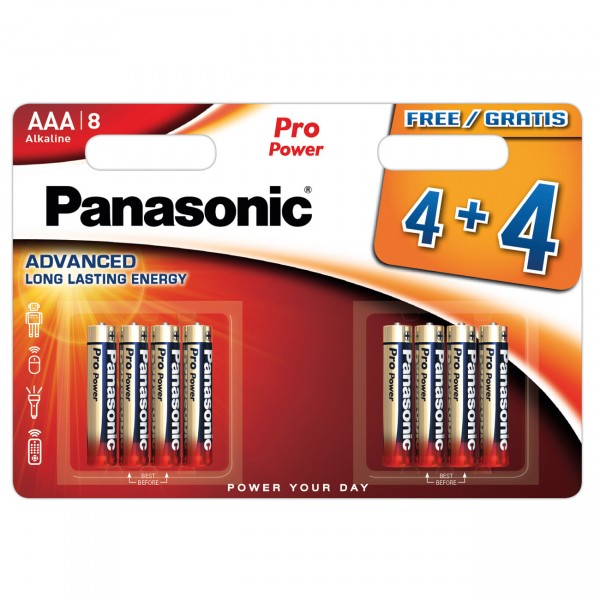 8er Blister - Panasonic Pro Power LR03PPG - 1,5V Micro AAA Batterie