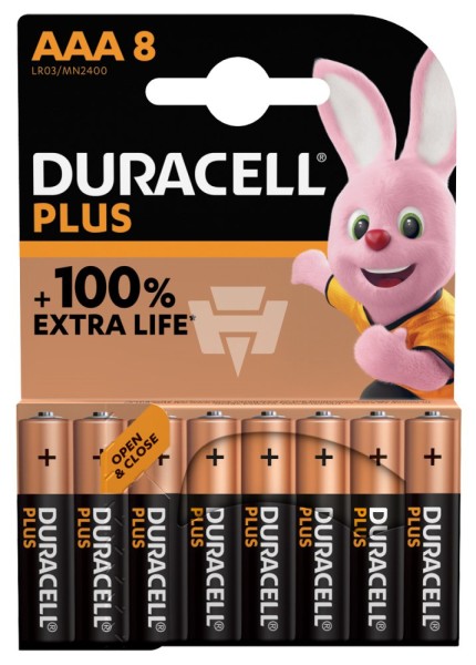 8er Blister Duracell MN2400 Plus Power Micro Batterie - 1,5V Micro Alkaline AAA Batterie