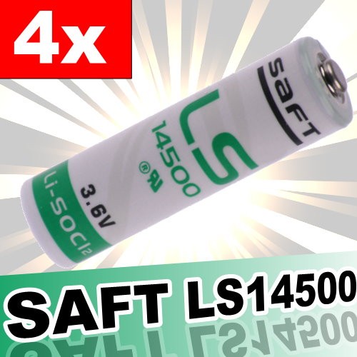 4x Saft Lithium 3,6V Batterie LS14500 AA - Mignon Zelle - 3,6 Volt / 2600 mAh