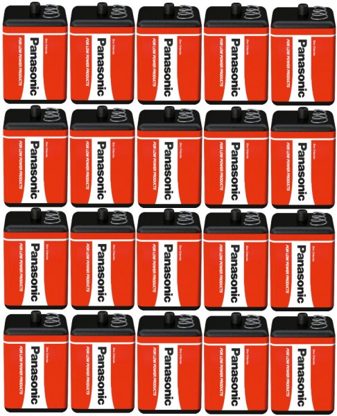 20x Panasonic Red Zinc 4R25 Batterie Block - 6V / 7000mAh - 6 Volt Blockbatterie für Baustelle