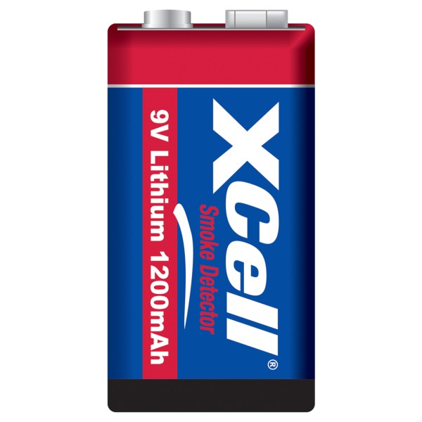 XCell 9V Block Lithium Hochleistungs- Batterien für Rauchmelder / Feuermelder