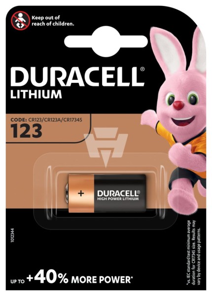 1er Blister - Duracell High Power Photobatterie CR123A - 3V / 1400mAh - Ultra Lithium Batterie