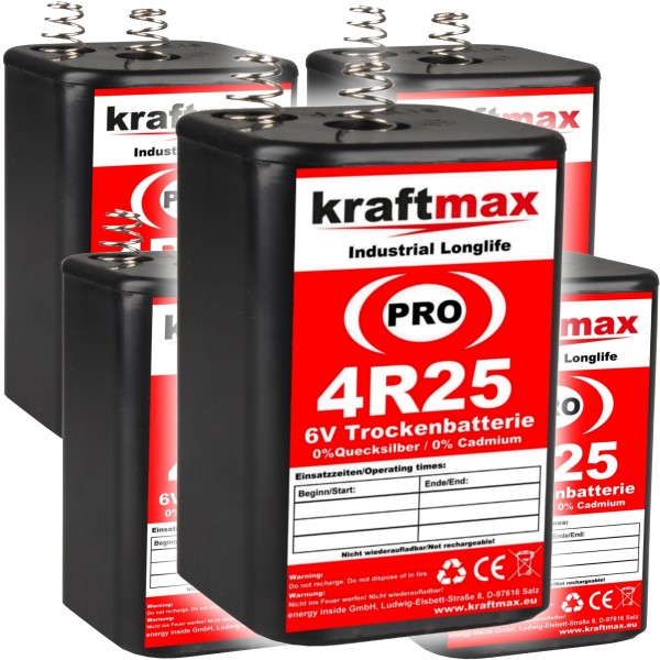 5x Kraftmax 4R25 6V Block Batterie - 9500mAh - Hochleistungsbatterie