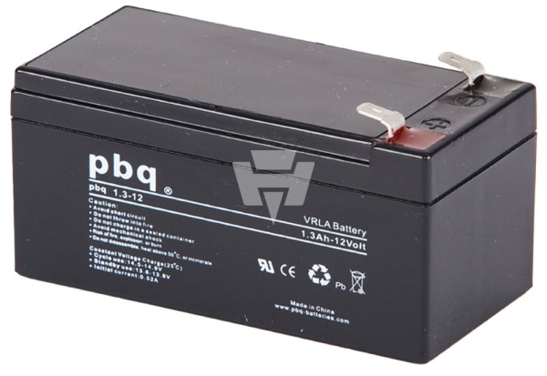PBQ Blei Akku 1.3-12 - 12V / 1,3Ah / Pb - Bleiakku mit Faston 4,8mm Anschluss