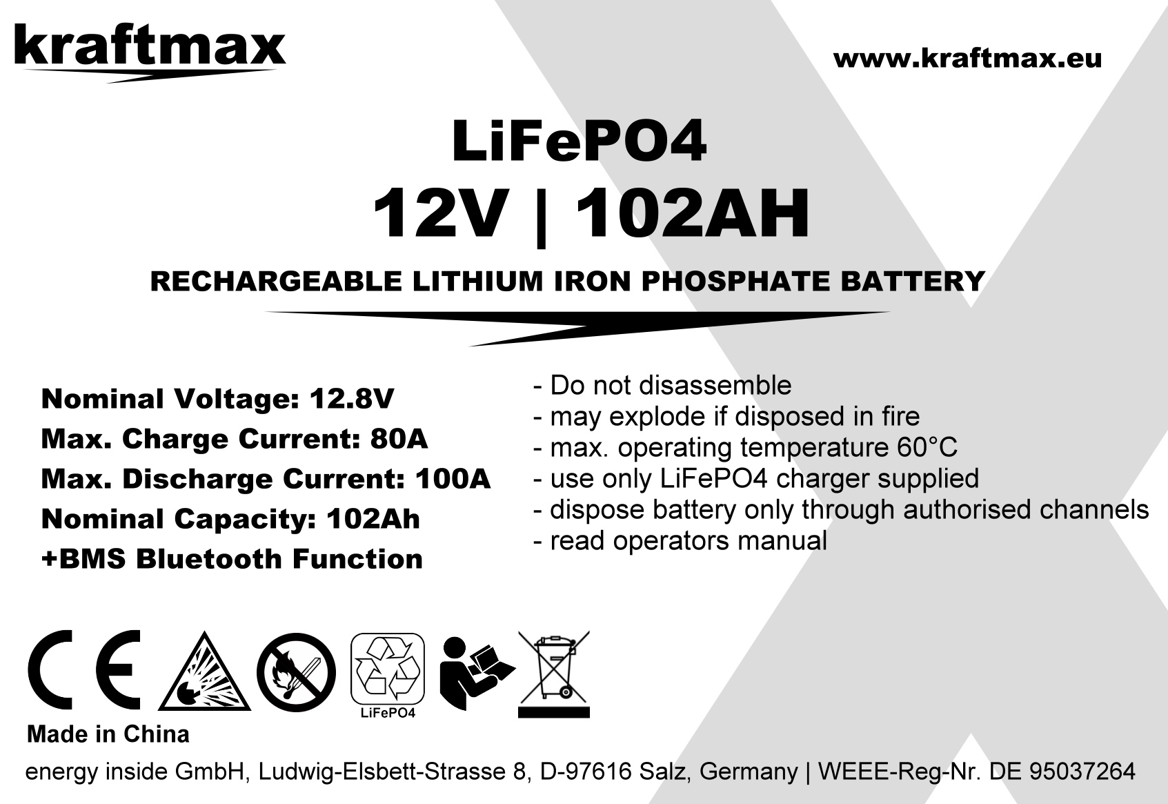 LiFePo4 Akkus 12V / 100Ah - Smart - Bluetooth - BMS, Untersitzbatterie,  Bausätze, 549,00 €