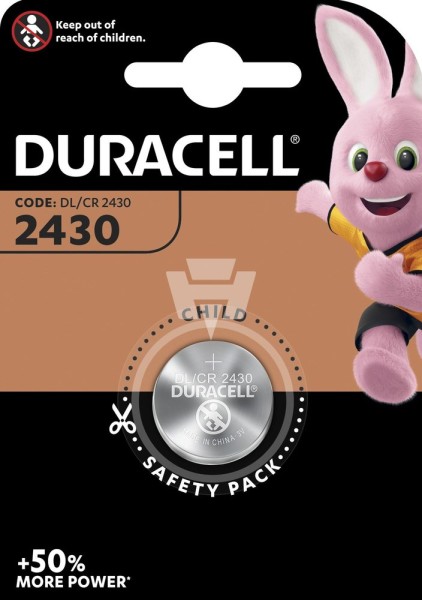 1er Blister Duracell Knopfzelle CR2430 Lithium - 3V / 256mAh - 3 Volt CR 2430 Batterie