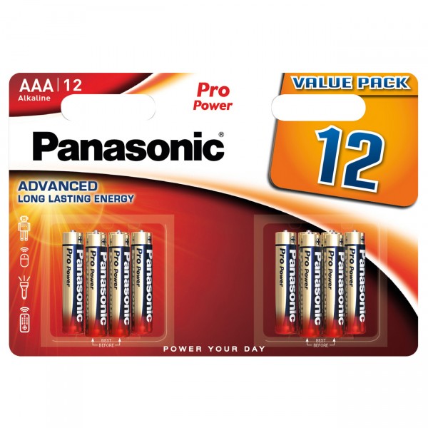 12er Blister Panasonic Pro Power Micro Batterie LR03PPG - 1,5 Volt Alkaline AAA Batterien