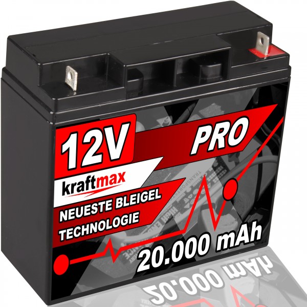 Kraftmax Industrial Pro Bleiakku [ 12V / 20Ah ] AGM Hochleistungs- Blei Akku der Neusten Generation