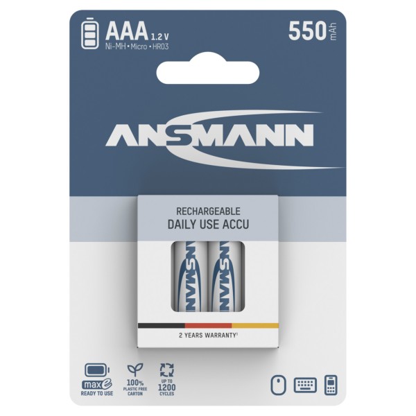 4er Blister Ansmann maxE Akku Micro AAA BatterienNi-MH 1,2V / 550mAh
