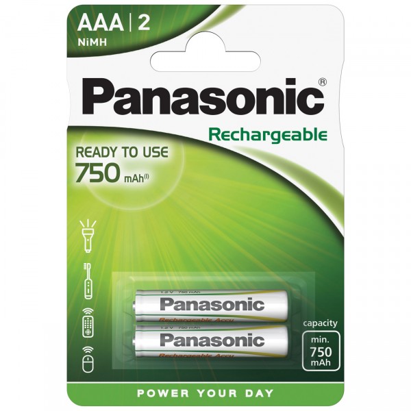 2er Blister Panasonic Ready to Use Micro Akku - 1,2V / 750mAh / NIMH - 1,2 Volt AAA
