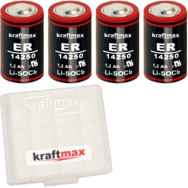 4x Kraftmax LS 14250 - 1/2 AA / Mignon - Lithium 3,6V Batterie LS14250