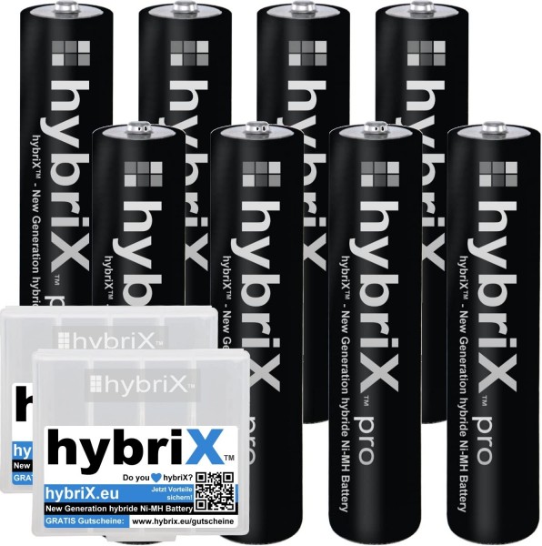 8er Kraftmax hybriX pro black AAA Akkus - 8x Micro Hybrid Akku in Box