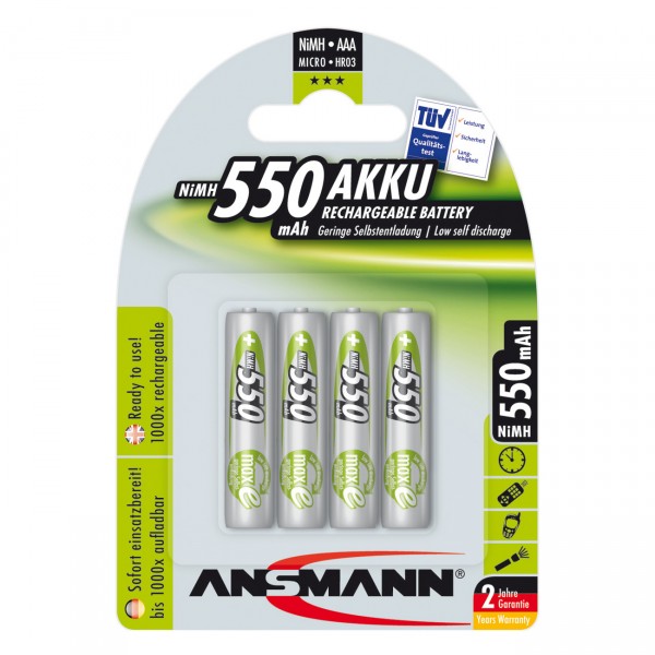 4er Blister Ansmann maxE Akku Micro AAA BatterienNi-MH 1,2V / 550mAh