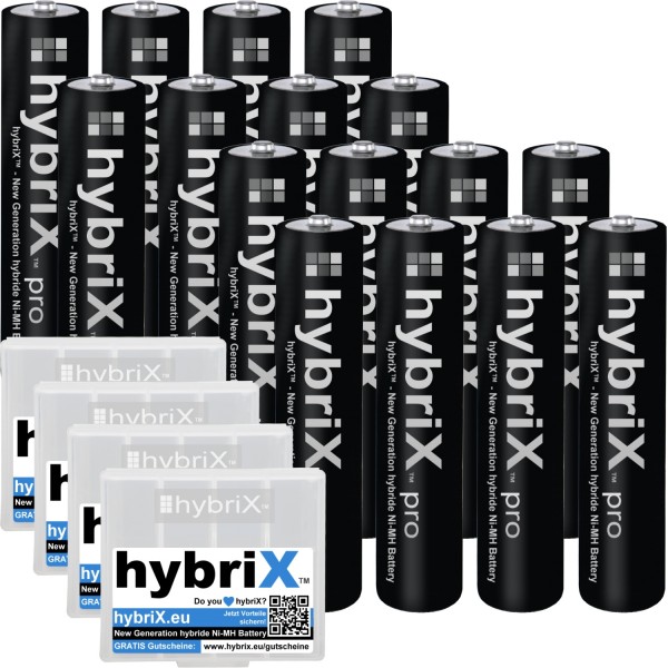 16er Kraftmax hybriX pro black AAA Akkus - 16x Micro Hybrid Akku in Box