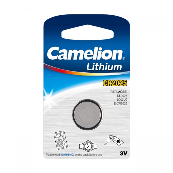 1er Blister Camelion Lithium-Knopfzelle CR2025 - 3V / 150mAh - 3 Volt Lithium CR 2025 Batterie