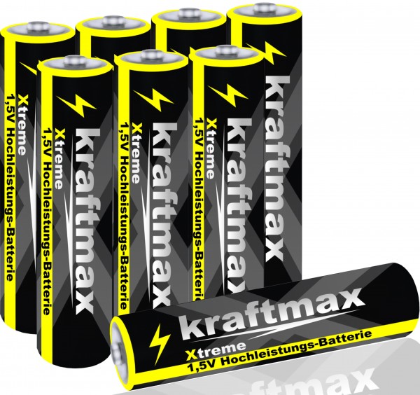 Kraftmax 8er Pack Micro AAA 1,5V Alkaline Batterie - Xtreme Industrial Longlife Performance